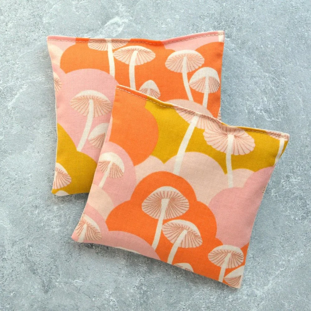 Lavender Sachet Bundle Drawer Fresheners Pink & Orange Mushrooms Retro